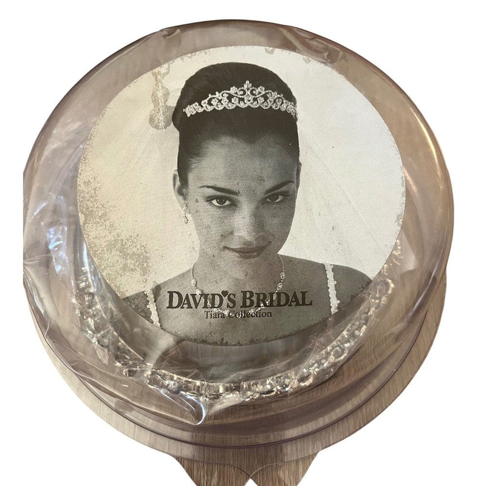 Davids Bridal Silver Crystal Metal Ribbon Tiara Crown 627SILVER